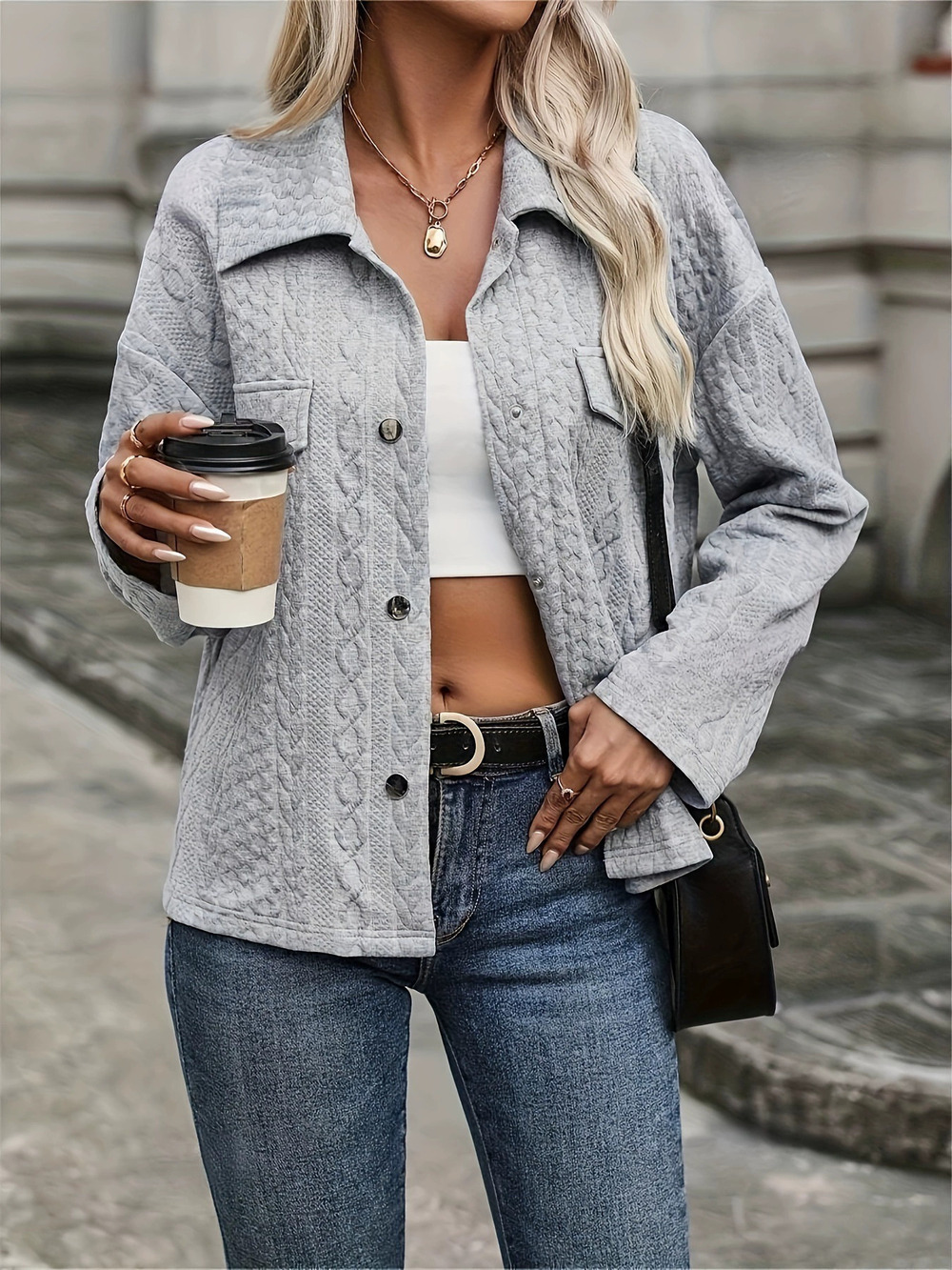 Forever 21 Casual Cardigan Jacket Short Autumn Winter Button Pocket Outerwear